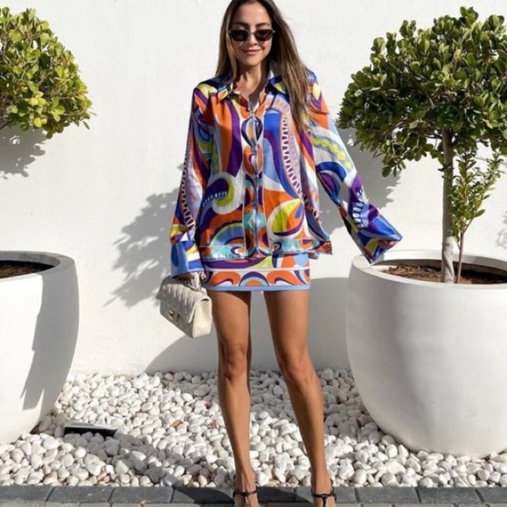 Multicolor Abstract Button Down Shirt - Picture 6 of 13